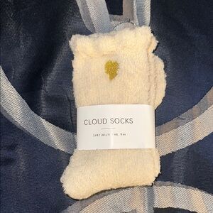 Cream socks with Gold Heart